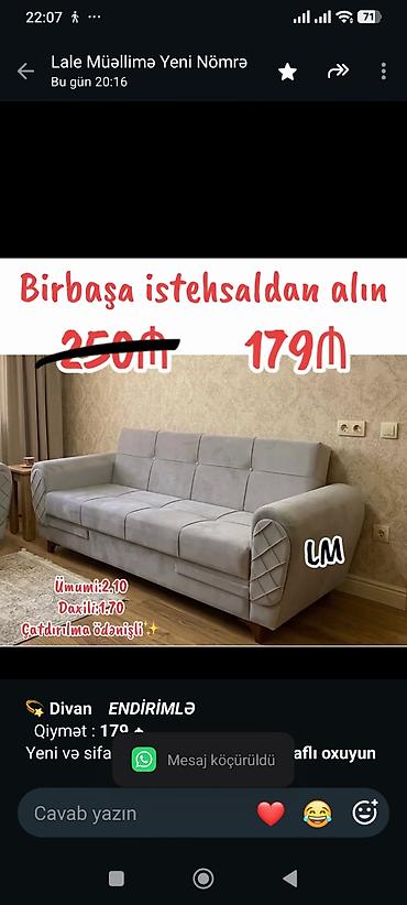 💫 *Divan* _*ENDİRİMLƏ*_ Qiymət : *179 ₼* Yeni və sifarişlə