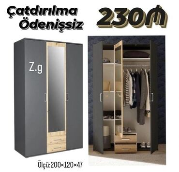 i̇kinci əl dolab: *Dolab 3 Qapılı 💫 230Azn* ✔️Materialı Rusiya Laminatı 18/lik *✔️Rəng