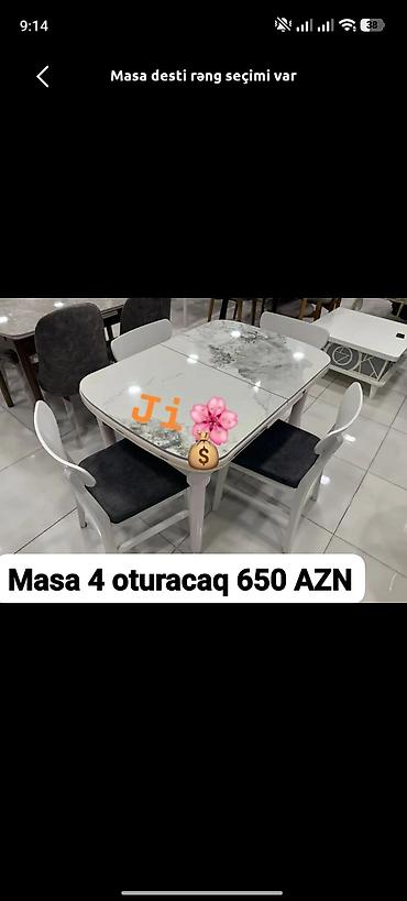 stollar ve stullar: Mətbəx üçün, Yeni, Kvadrat masa, 4 stul — 1
