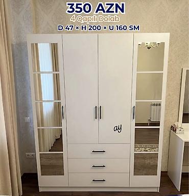 ağ qapı: 4 qapılı dolab – 350 AZN Ölçülər: - Dərinlik: 47 sm - Hündürlük: 200 — 1