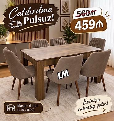 *Masa dəsti* _*MASA +6 STULL💥*_ Masa bağlı: 90×1.70+6stul: *459₼* lalafo.az -da *Masa dəsti* _*MASA +6 STULL💥*_ Masa bağlı: 90×1.70+6stul: *459₼*