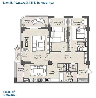 Новостройки от застройщика: Сдан, Элитка, 3 комнаты, 135 м² — 13