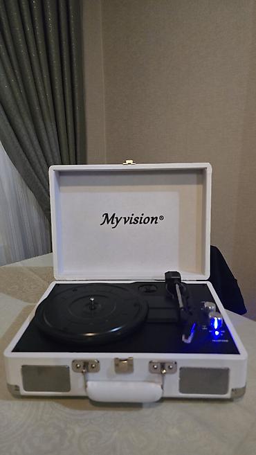 patefon: Myvision portativ vinil pleyer – çamadan tipli dizayn, ağ korpus — 5