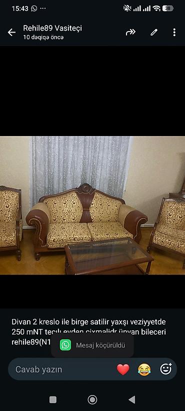Divan 2 kreslo ile birge satilir yaxşı veziyyetde 250 mNT tecılı evden lalafo.az -da Divan 2 kreslo ile birge satilir yaxşı veziyyetde 250 mNT tecılı evden