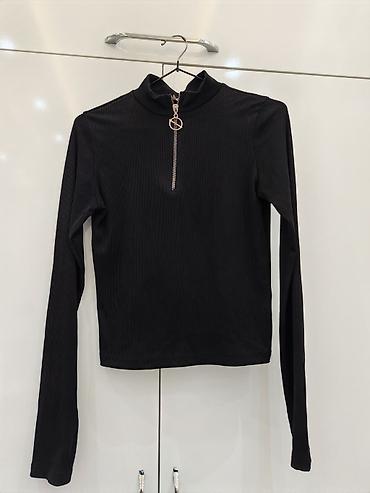 cins: Qadın uzunqoll bluz – qara rəng - Model: Yarı-fitted, düz kəsim - — 1