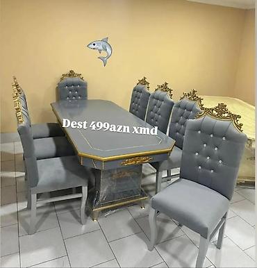 stollar ve stullar: Qonaq otağı üçün, Yeni, Açılmayan, Dördbucaq masa, 6 stul — 1