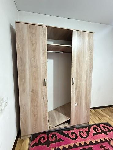 standing mirror: Трёхдверный платяной шкаф из ЛДСП в светлом дубовом декоре. - — 4