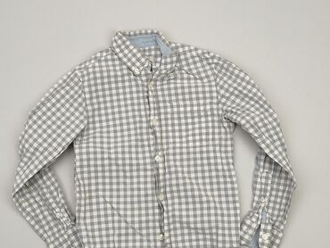 Shirts: Shirt 9 years, condition - Satisfying, pattern - Cell, color - Grey
