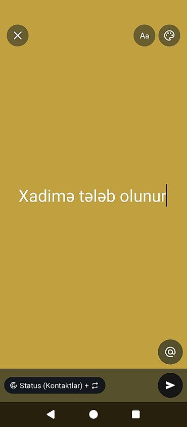 anbar iş elanları: Xadimə tələb olunur, İstənilən yaş, 1 ildən az təcrübə, Növbəli qrafik, Gündəlik ödəniş — 1