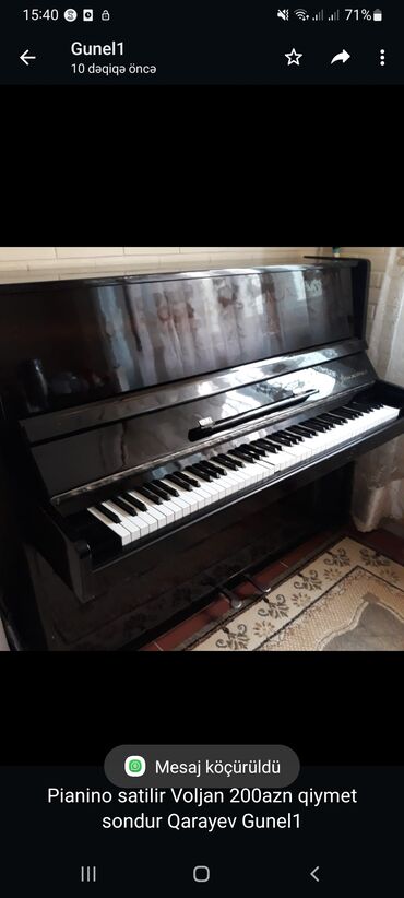 piyano qiymetleri: Pianino satilir Voljan 200azn qiymet sondur Qarayev Gunel1
