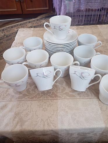 Qab-qacaq və mətbəx ləvazimatları: Çay dəsti, rəng - Ağ, Farfor — 1