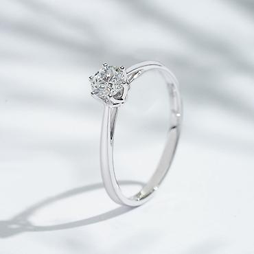 Үлпөт көйнөктөрү жана аксессуарлар: 💍 Кольцо из белого золота 750 пробы с лабораторным бриллиантом • — 1