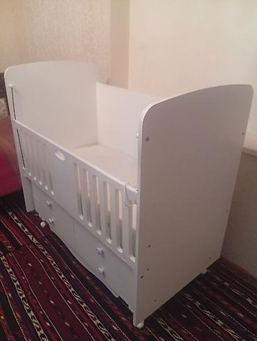 tula: Ağ rəngli uşaq beşiyi - Material: MDF/taxta kombinasiyası, ağ boya - — 2