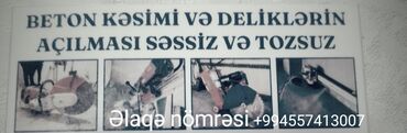 Укладка плитки: Beton kəsimi və deşiklərin açılması xidməti təklif olunur. Bu xidmət