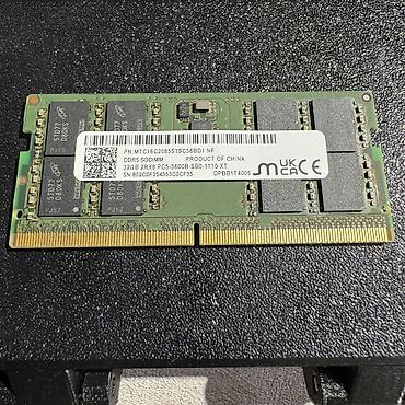 Оперативная память Micron 32 ГБ, 5600 МГц. Сняты с новых ноутбуков