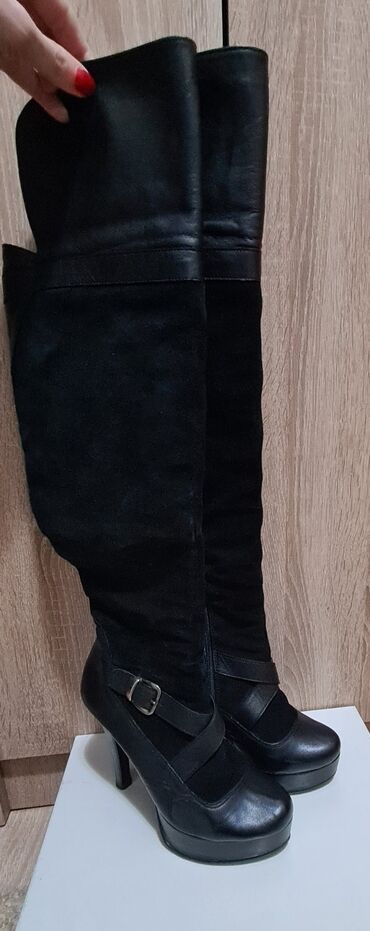 kožne čizme ženske: High boots, 36
