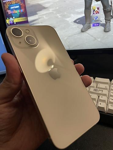 Apple iPhone: IPhone 13, Б/у, 128 ГБ, Старлайт, Коробка, Кабель, Чехол, 81 % — 12