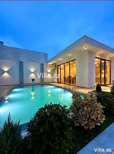 ev bag: Müasir tərzdə inşa edilmiş bir mərtəbəli villa. Geniş şüşə sürgülü — 1
