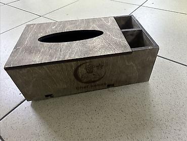 Держатели и подставки: Деревянный органайзер/диспенсер для салфеток с отделениями - — 4