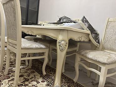 kredit stol stul: Klassik üslubda yemək otağı dəsti - Komplekt: 1 masa + 6 stul - Rəng — 4