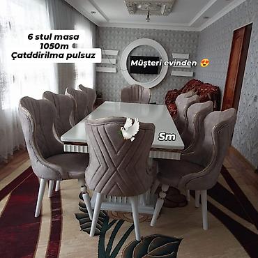 Qonaq otağı üçün, Yeni, Açılmayan, Dördbucaq masa, 6 stul