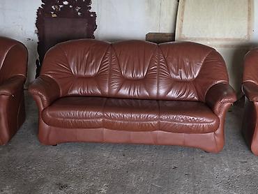 Stilske garniture: Kožna garnitura za sedenje – 1 - Komplet obuhvata: trosed i dve — 4