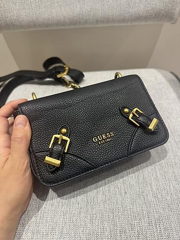 Çantalar: GUESS çiyin/çarpaz çanta - Rəng: qara - Material: dəri, iç hissə — 2