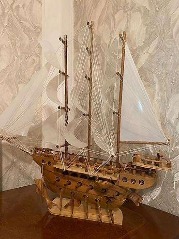 model: Ağacdan hazırlanmış dekorativ yelkənli gəmi maketi - Material — 3