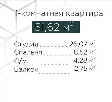 аламедин 1 сдаю: 1 комната, 51 м², Аламедин-1 мкр Элитка, 6 этаж, ПСО (под самоотделку) — 7