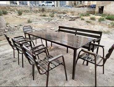 Bağ, çöl masa və oturacaq dəstləri: Yeni, Dördbucaq masa, 4 stul, Açılan, Stullar ilə, Taxta, Azərbaycan — 21