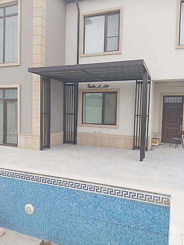 sprey boyalar: Metall pergola/kölgəlik – müasir fasadlar üçün - Material: tebii ağac — 2