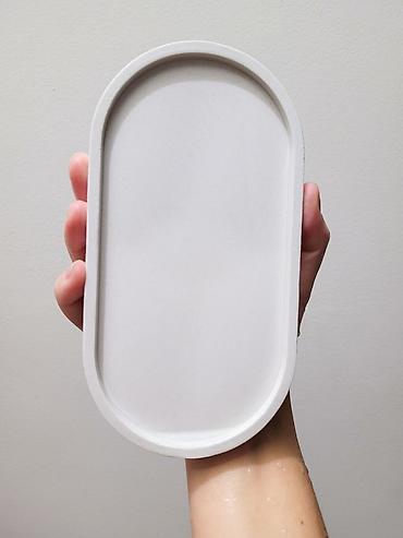 Beton və beton məmulatları: Oval beton tepsi – minimal dizaynlı çoxməqsədli təşkilatçı — 3