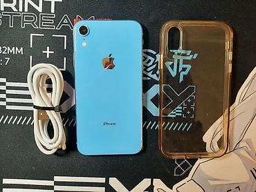 чехол на х: IPhone Xr, Б/у, 128 ГБ, Голубой, Кабель, 100 % — 1