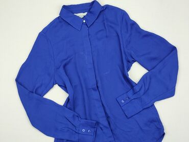niebieska satynowe bluzki: Koszula Damska, H&M, 2XS, stan - Zadowalający