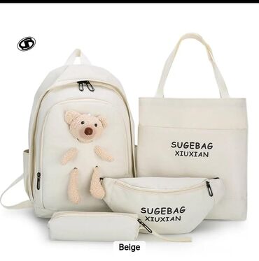 Rukzaklar: Dördlü və beşli çantalar dəsti. Dəstə bir ədəd rəngli və rəngli — 10