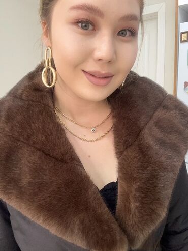 вечерние платья на той: Пуховик, Короткая модель, С мехом, M, L, XL