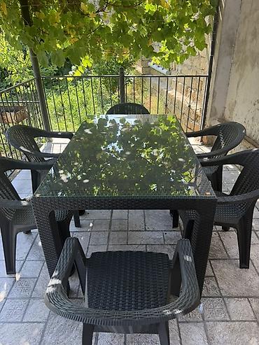 Açıq hava üçün mebel dəsti - Tərkibi: 1 ədəd düzbucaqlı süfrə/masa və