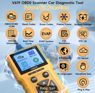 Digər avtoelektronika: OBD2 diaqnostika aləti.yenidir.istifadə olunmayıb