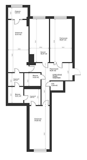 Новостройки от застройщика: Сдан, Элитка, 3 комнаты, 117 м² — 11