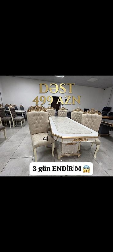 stol stul destleri kreditle: Yemək otağı mebel dəsti - Dəst: Masa + stullar - Klassik barokko — 1