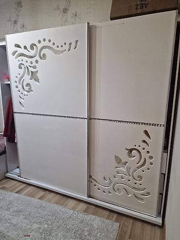спальный шкаф купе: Ağ rəngdə sürgülü qapılı paltar dolabı - Material: laminat/LDSP, ağ — 1