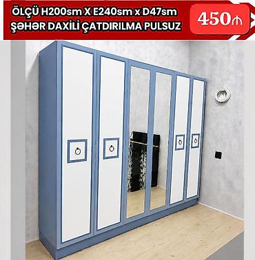 qapi demir: 6 qapılı paltar şkafı - Ölçü: H200 sm x E240 sm x D47 sm - Rəng — 1