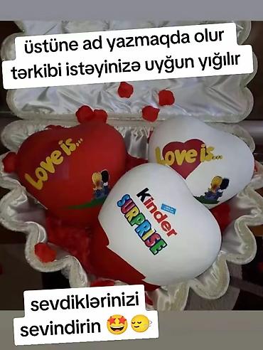 Digər: Hədiyyəlik ürək formalı yastıq-buketlər - “Love is…” və “Kinder — 1