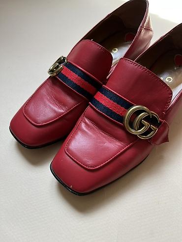 носки гуччи: Лоферы, 38, Gucci, Б/у, цвет - Красный, Самовывоз — 1