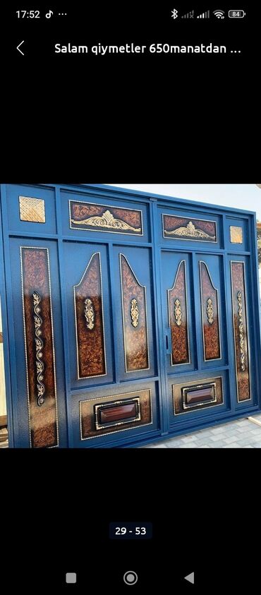 Həyət darvazaları: Dəmir Həyət darvazası, Yana açılan, Mexaniki, Qapı ilə, rəng - Qara — 26