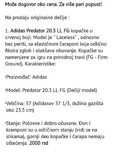 ski pantalone cena: Fudbalske kopačke – više modela Adidas - Adidas Predator (crvene, bez — 9