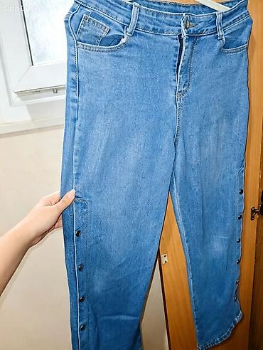 yeni model şalvarlar: Yenidir sayılı sayda geyinilibb. Mavi denim qadın cins şalvar Razmer  — 1