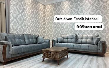 kohnə divanlar: Düz divan – Fabrik istehsalı - Klassik-modern dizayn: boz rəngli süet — 1