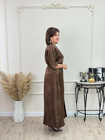 Вечерние платья: Вечернее платье, Классическое, Длинная модель, Атлас, С рукавами, L, XL, 2XL — 11