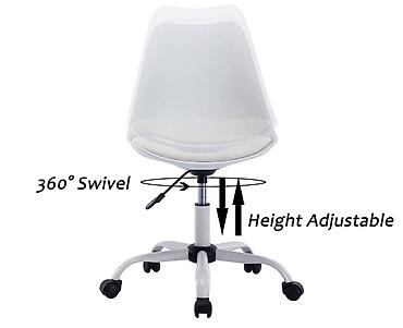 Kancelarijske stolice: Radna stolica na točkićima – bela - Moderan minimalistički dizajn — 6